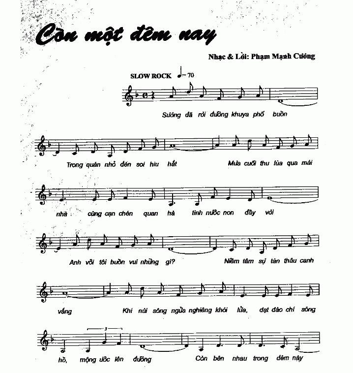 Sheet nhạc Còn Một Đêm Nay